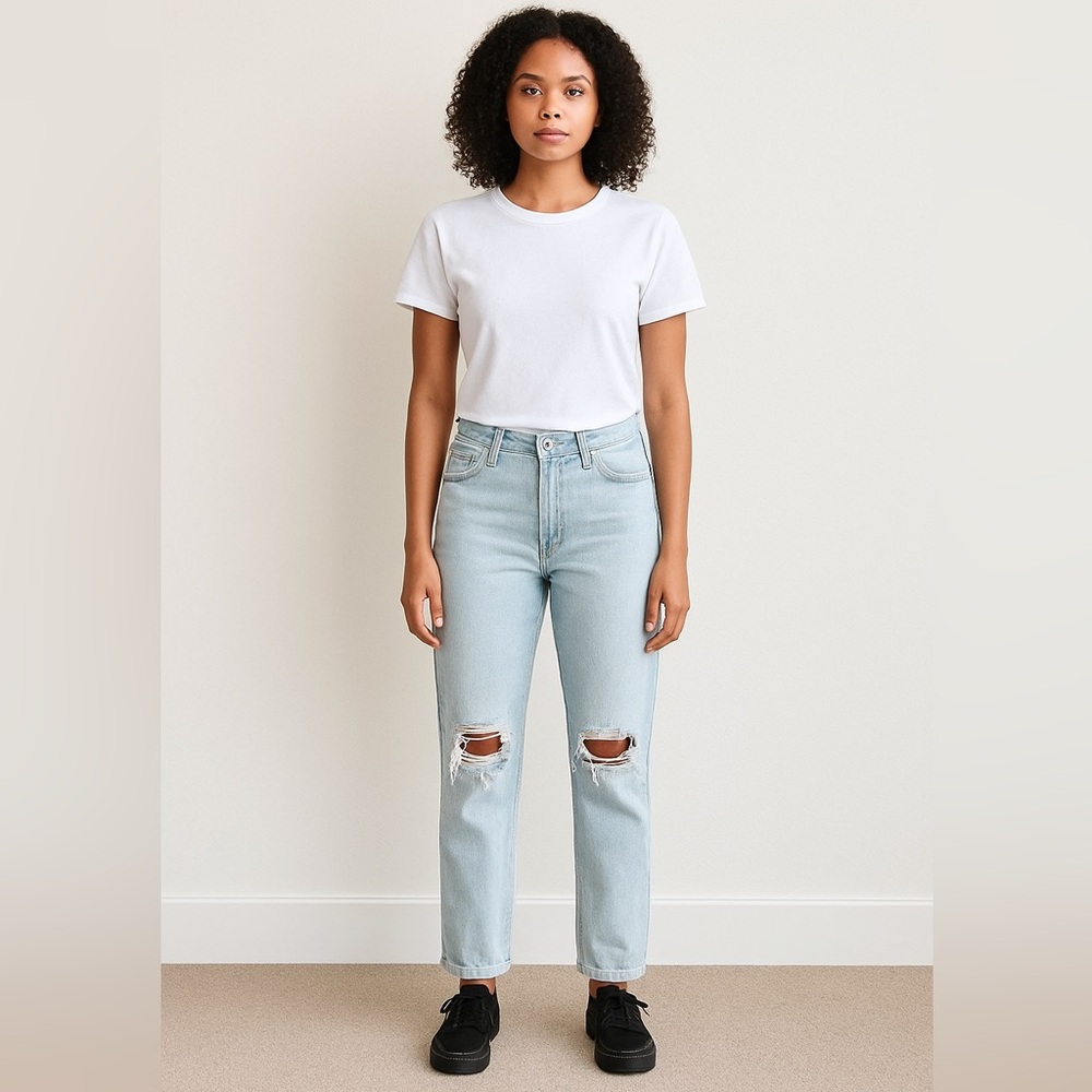 Wild Fable | Highest Rise Ripped Mom Jeans | Light Wash size 8
